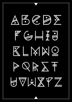 the alphabet in white on a black background