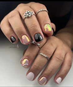 Sns Nails Designs, Retro Nails, Manicure Gel, Happy Nails, French Acrylic Nails, Exotic Nails, Cute Gel Nails, Silver Nails, Minimalist Nails