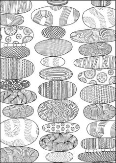 a black and white drawing of different shapes