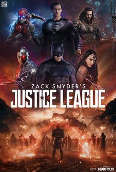 the poster for justice league, featuring batman and other superhero characters