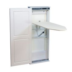 an open refrigerator with a surfboard attached to it's door and the bottom panel is white