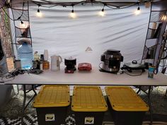 the table is set up with two coolers