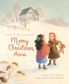 a children's book cover with two girls in the snow, one holding a christmas tree