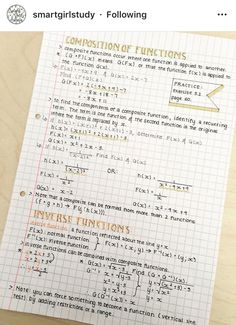 a piece of paper that has some writing on it with the words, functions and functions