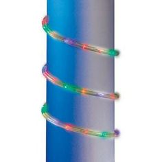 a blue tube with multi colored lights on it