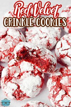 red velvet crinkle cookies with the title overlay