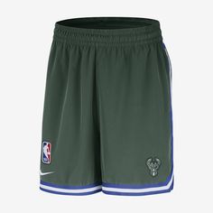 These Bucks DNA shorts give you a classic look with fit and tech for the modern game. A striped waistband with drawstring pairs with trim at the hems for a vintage style. A zippered utility pocket and side pockets offer plenty of storage to secure a roster spot in your on- and off-court wardrobe. Nike Basket Ball Shorts, Nike Nba, Team-colored Athletic Shorts For Basketball Season, Nike Basketball Athletic Shorts With Moisture-wicking, Bucks Basketball, Athleisure Basketball Shorts With Built-in Shorts, Nba Basketball Shorts, Team-colored Basketball Shorts, Shorts Nike