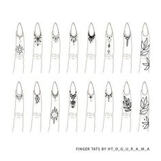 fingers with different designs on them and the words finger tattoos by u glama