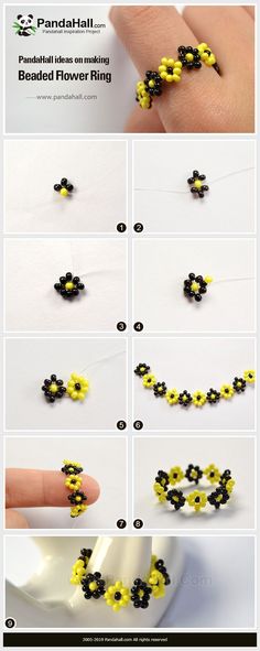 instructions to make beaded bracelets with yellow and black beads