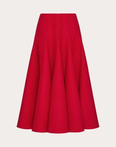 Crepe Couture Midi skirt - Concealed rear zip closure - Crepe Couture (65% Virgin Wool, 35% Silk) - Habotai lining - Length: 87 cm / 34.2 in. from the waist in an Italian size 40 - The model is 176 cm / 5'9" tall and wears an Italian size 40 - Made in Italy The look of the model is completed by a Valentino Garavani Ohval Bag and Valentino Garavani The Bold Edition Shoes. Red Formal Flowy Skirt, Formal Red Flowy Skirt, Red Flowy Skirt For Formal Occasions, Red Flowy Formal Skirt, Elegant Red Asymmetrical Skirt, Formal Full Skirt In Red, Formal Red Full Skirt, Formal Red A-line Skirt, Red A-line Skirt For Formal Occasions