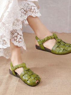 Fabric: Cowhide Leather Overview: (1)Soft Rubble Sole (2)Pigskin Insole Detail In Tile Measurement Size: 35,36,37,38,39,40 Heels:1.5cm #green #flats #leather #sandals Casual T-strap Sandals With Rubber Sole For Spring, Spring Comfortable T-strap Sandals With Round Toe, Comfortable Spring T-strap Sandals With Round Toe, Comfortable Flat T-strap Sandals For Spring, Spring Flat Heel T-strap Sandals With Leather Footbed, Comfortable Closed Toe T-strap Sandals For Spring, Green Leather Closed Toe T-strap Sandals, Spring Slip-on T-strap Sandals With Leather Footbed, Spring Leather Footbed Flat Heel T-strap Sandals