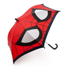 a spiderman umbrella with the letter d on it's side and black handle