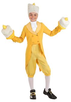 PRICES MAY VARY. Size: X-Large COSTUME INCLUDES: This Disney's Beauty and the Beast Kid's Lumiere Costume includes a jacket, a shirt front, pants, a candle headpiece, and a pair of candle gloves. FROM FUN COSTUMES: We're all about Halloween costumes and we're very excited to team up with Disney to make outfits characters from their celebrated animated features. Disney's Beauty and the Beast is a beloved classic so we made this Lumiere costume for your child to roleplay as the luminous Lumiere. A Outfits For Characters, Lumiere Costume, Beauty And The Beast Lumiere, Make Outfits, Beast Costume, Fun Costumes, Printed Gloves, Gold Pants, Disney Nerd