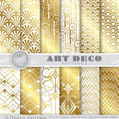 art deco gold digital paper pack