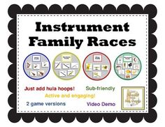 a poster with the words instrument family races