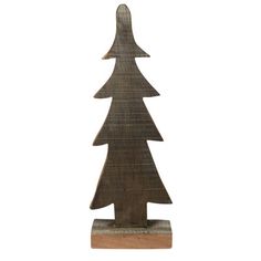 a small wooden christmas tree on a white background