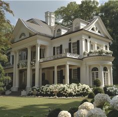 a large white house with lots of windows