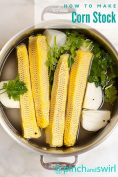 corn on the cob in a pot with celery and onions