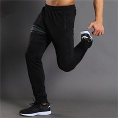 Material: Polyester • Length: Full Length • Style: Sweatpants, Flat, Casual, Gyms Casual • Decoration: Fake Zippers • Type: Full Length, Elastic Waist, Mid, Broadcloth, Regular • Waist Size(In Inches): 2.3-2.9 Pants For, Gym Joggers, Womens Athletic Outfits, Summer Fitness, Men Sport Pants, Style Sweatpants, Fitness Pants, Men Running, Men Sport