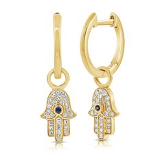 Embrace protection and style with our captivating Evil Eye & Hamsa Huggie with Chain, exquisitely crafted in luminous 14K gold. This unique piece features the ancient symbols of the Evil Eye and Hamsa, adorned with a total of 0.19 carats of sparkling diamonds, evoking a sense of spirituality and grace. Diamond Evil Eye & Huggie made in 14K Yellow/White/Rose Gold Ceremonial Yellow Gold Fine Jewelry, Hand Set Yellow Gold Dangle Jewelry, Gold Jewelry With Diamond Accents, Symbolic Yellow Gold Dangle Jewelry, Symbolic Yellow Gold Plated Jewelry, Symbolic Yellow Gold-plated Jewelry, Fine Gold Jewelry For Ceremonial Occasions, Symbolic Ceremonial White Gold Jewelry, Traditional 14k Yellow Gold Jewelry