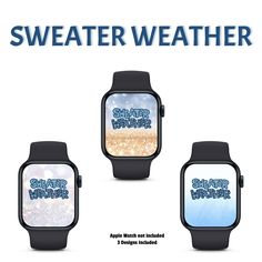 "Get ready for winter and the cold season with this Sweater Weather Apple Watch Face. This design comes with three adorable background styles of white glittery snow, blue sparkle to gold glitter design, and blue white wash all with the words of sweater weather done in a dark blue outline, plaid and sequins displayed on all. Grab this to level up your watch this season. ** DETAILS ** DIGITAL DOWNLOAD - * No Physical items are shipped! 1 ZIP file containing 3 Watch Wallpapers Apple Watch is Not Included ** HOW IT WORKS ** 1. Purchase this listing 2. After payment is confirmed, download your files directly from Etsy A link will be sent to your email or you can download it here: [https://www.etsy.com/ca/your/purchases](https://www.etsy.com/ca/your/purchases) I recommend using Safari/Chrome bro Wallpaper Sweater Weather, Sweater Weather Wallpaper, Wallpapers Apple Watch, Weather Wallpaper, Winter Watch, White Gold Watch, Watch Wallpapers, Apple Watch Face, Blue Sparkle