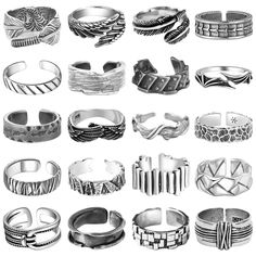 PRICES MAY VARY. Package included: You will get 20 pieces vintage rings for men, including satisfy you different everyday dress up demands. You can wear it separately or several at the same time, which will make you more fashionable. Premium material: Our men rings are made of high-quality alloy, nickel-free and lead-free, retro design with exquisite workmanship, not easy to break, tarnish, corrode or rust, comfortable to wear. The surface is polished with excellent texture the ring look very sh 925 Sterling Silver Ring Men, Men Rings Aesthetic, Guy Rings, Silver Chunky Rings, Mens Vintage Jewelry, Silver Rings For Men, Punk Rings, Cool Jewelry, Rings Men