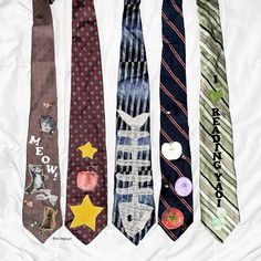 SAVE = FOLLOW 🍒 Tie Inspo Outfit, Funky Ties, Sewing Projects Beginner, Necktie Outfit, Upcycled Neckties, Tie Art, Ropa Upcycling, Tie Ideas, Reworked Clothing