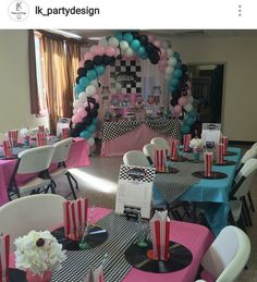 an image of a party setting with balloons