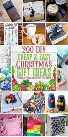 a collage of photos with the words 200 diy cheap and easy christmas gift ideas