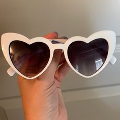 Great Condition Never Worn Bride Heart Sunglasses, White Heart Glasses, White Heart Sunglasses, Cheer Pics, Sunglasses White, Heart Glasses, White Sunglasses, Shaped Sunglasses, Cheer Pictures