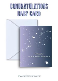 congratulations baby card with stars and the words welcome to the world little one on it