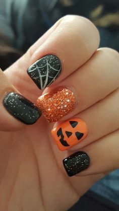 Halloween Nails Diy, Holloween Nails, Halloween Nails Easy, Halloween Acrylic Nails, Cute Halloween Nails, Fall Gel Nails, October Nails, Spooktacular Halloween