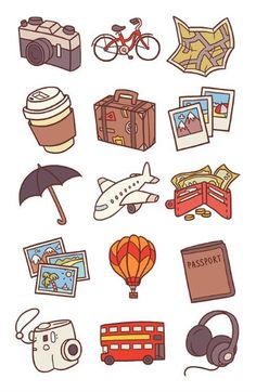 a bunch of different items that are on a white background with the words passport written below them