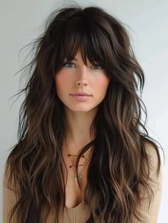 38 Best Long Shag Haircut Ideas: A 2024 Style Guide Meg Ryan Long Hair, Long Wavy Shag Haircut, 70s Shag Haircut Long, 2025 Haircut, Camila Cabello Hair, Long Shaggy Haircuts, Curly To Straight Hair, Straight Hair With Bangs, Eye Styles