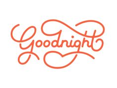 the word goodnight written in orange on a white background