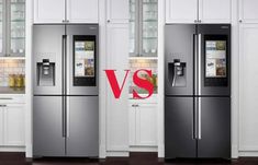 two refrigerators side by side in a kitchen