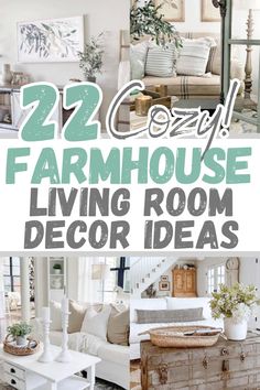 farmhouse living room decor ideas with text overlay