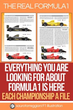 the real formula poster is shown in red, yellow and white with text that reads everything you are looking for about formula 1 is here each championship