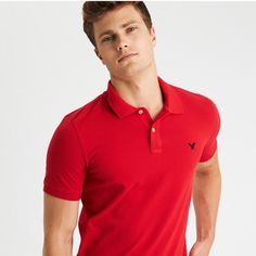 Color - Red Size - Xs Pls Note Inside Tag Is Marked To Avoid In Store Return! Nwt But Pls Note Cosmetic Defect, Snag Line Near Collar, Picture Above! A2 Red Core, Orange Polo Shirt, American Eagle Shirt, Slim Fit Polo Shirts, Eagle Shirts, Blue Polo Shirts, Slim Fit Polo, American Eagle Men, Striped Polo Shirt