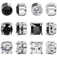 PRICES MAY VARY. Package included: you will get 6 pairs magnetic earrings for men including 2 colors and 3 styles, you can choose according to your clothes, which can meet your different matching needs. Different cubic zirconia magnetic stud earrings have different glamour. Premium material: our men earrings made of hypoallergenic 316L stainless steel and AAA+ Cubic Zirconia Inlaid, nickel-free and lead-free. The surface is polished with excellent texture the earring look very shinny and smooth. Magnetic Earrings For Men, Earrings Men, Special Gifts For Him, Diamond Earrings For Women, Unisex Earrings, Stud Earrings For Men, Bling Earrings, Piercing Earrings, Magnetic Earrings