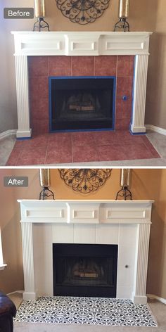 before and after fireplace makeover