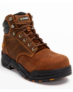 Hawx Mens Brown Enforcer Lace-Up Work Boots - Nano Composite Toe, Brown Mens Rugged Boots, Brown Work Boots, Military Combat Boots, Cowboy Boots Mens, Leather Work Boots, Work Boots Men, Work Boot, Boys Boots, Timberland Mens