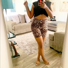 Animal Print Biker Shorts. Super Comfortable And Stretchy Summer Leggings With Built-in Shorts, Casual High Waist Biker Shorts For Loungewear, Short Summer Leggings, Casual Leggings With Built-in Shorts For Spring, Casual Short Leggings For Spring, Casual Spring Capri Leggings, Fitted Short Biker Shorts Casual Style, Casual Fitted Short Biker Shorts, Summer Leopard Print Stretch Bottoms