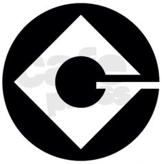 a black and white logo with the letter c in it's center, on top of