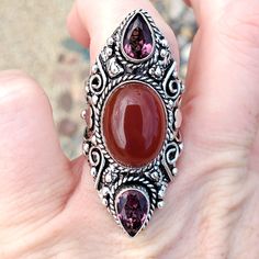 Brand New Handmade Carnelian And Amethyst Silver Statement Ring. Size 8 925 Stamped New To Poshmark? Use Referral Code Kimberlyn222 To Receive $10. Bohemian Sterling Silver Ruby Ring, Bohemian Silver Amethyst Ring, Bohemian Amethyst Ring As Gift, Bohemian Amethyst Ring, Bohemian Amethyst Ring In Sterling Silver, Bohemian Amethyst Ring With Gemstone Accents, Bohemian Amethyst Ring With Gemstone Accents As Gift, Bohemian Amethyst Gemstone Ring For Anniversary, Bohemian Amethyst Ring With Natural Stones