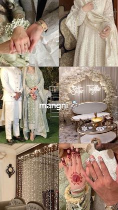 a collage of wedding photos with the bride and groom getting married