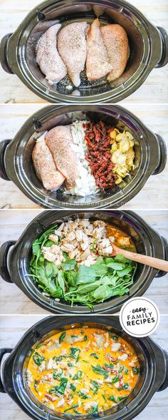 four different types of food in bowls on a table