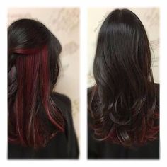 Red Underlights, Bob Ombre, Hidden Hair Color, Cheveux Oranges, Underlights Hair, Hair Color Underneath, Peekaboo Hair, Red Hair Inspo, Hair Streaks