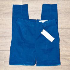 Veronica Beard Honolulu Pants In Cerulean Blue. Slim Fit. Ankle Length. High Waisted, High Rise. Measurements: 12.5" Waist, 9.5" Rise, 26.5" Inseam Material: 53% Elastomultliester, 47% Linen Condition: Brand New With Tags. No Flaws. Check Pants, Cream Pants, Tie Waist Pants, Tuxedo Pants, Cerulean Blue, Kick Flares, Flare Trousers, Cropped Flares, Veronica Beard