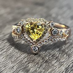 Embrace Timeless Beauty With This Stunning Citrine Yellow Heart Diamond Ring. Crafted With 18k Gold Filled, This Ring Is A True Representation Of Elegance And Style. The Heart-Shaped Citrine Stone, Paired With Yellow And Diamond Accents, Provides A Stunning Contrast That Catches The Eye. Ideal For Special Occasions Or To Add A Touch Of Luxury To Your Everyday Wear, This Ring Is An Excellent Addition To Any Jewelry Collection. With Its Perfect Combination Of Sophistication And Glamour, It Is Sure Topaz Wedding Ring Yellow, Yellow Wedding Ring, Citrine Rings, Heart Diamond Ring, Topaz Wedding Ring, Natural Pearl Ring, Hogwarts Dr, Marble Rings, Titanic Jewelry